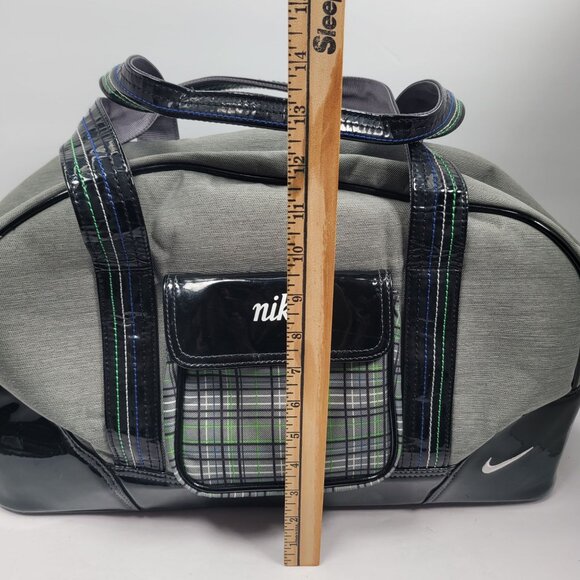 Nike Plaid Patent Gray With Black Accent Duffle Bag - Picture 9 of 10